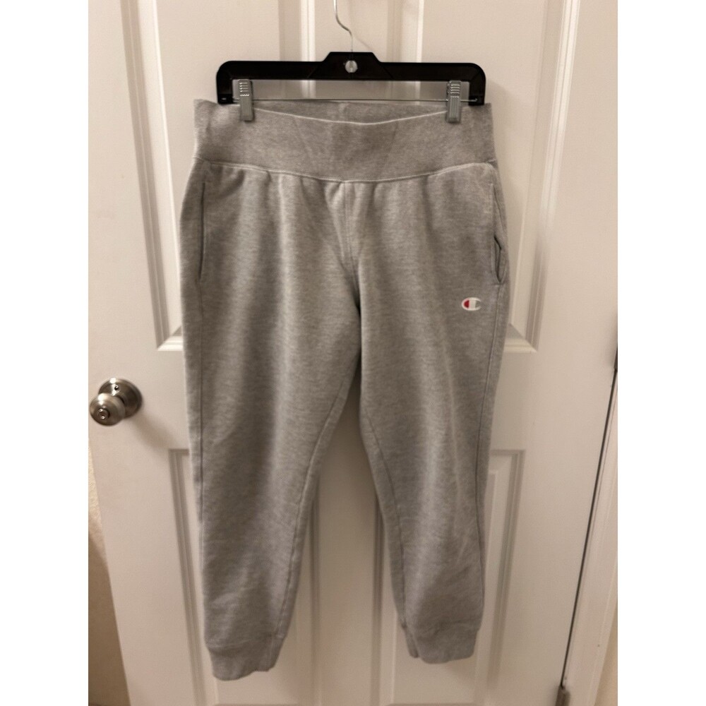 Champion Jogger Sweatpants Mens Medium Light Gray Reverse Weave Tapered CLEAN!